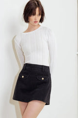 TAILORED FLOW BLACK WOVEN SKORT - Flying Tomato - Flyclothing LLC