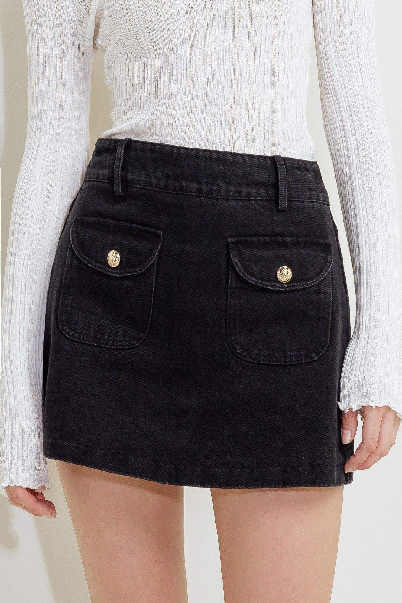TAILORED FLOW BLACK WOVEN SKORT - Flying Tomato - Flyclothing LLC