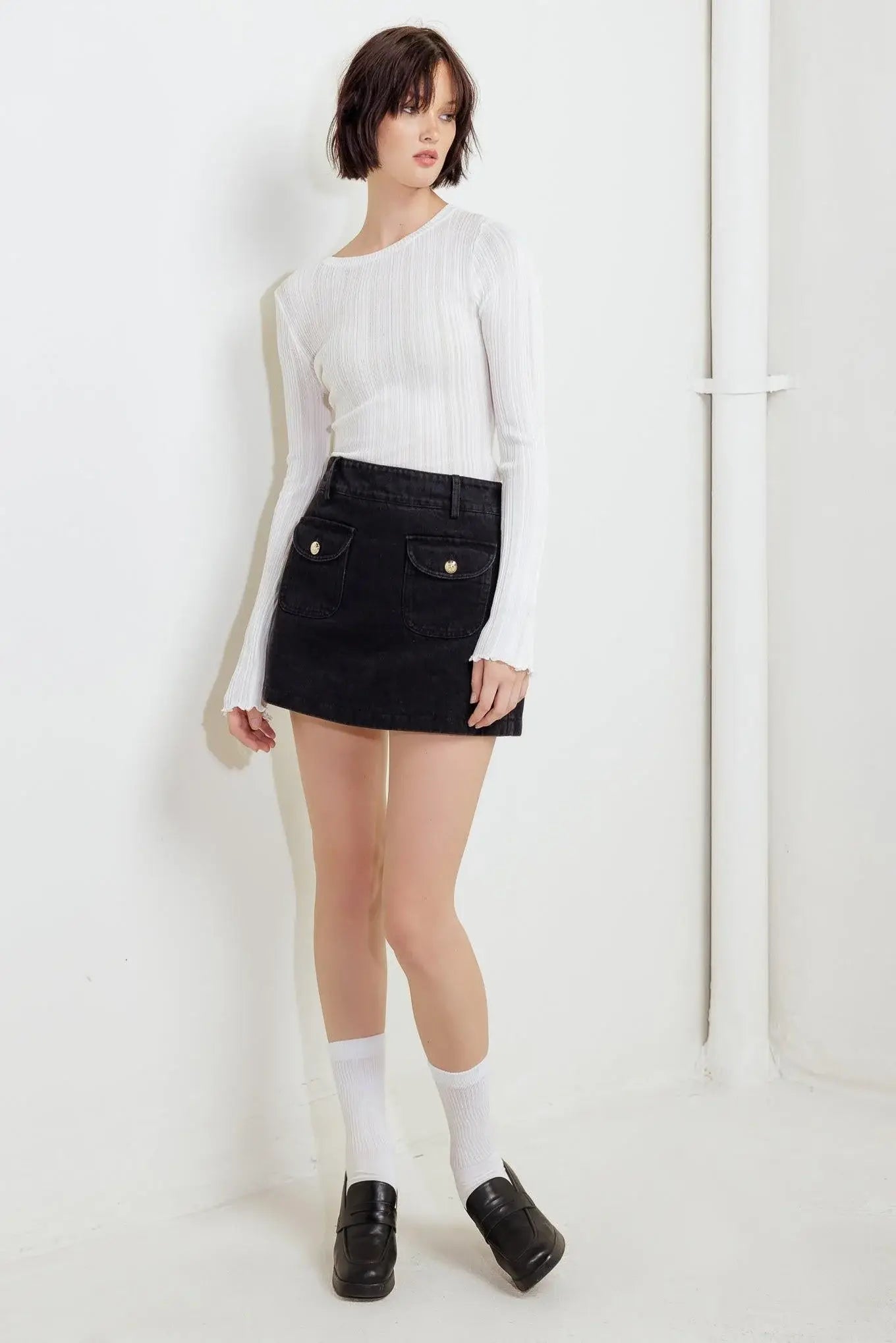 TAILORED FLOW BLACK WOVEN SKORT - Flying Tomato - Flyclothing LLC
