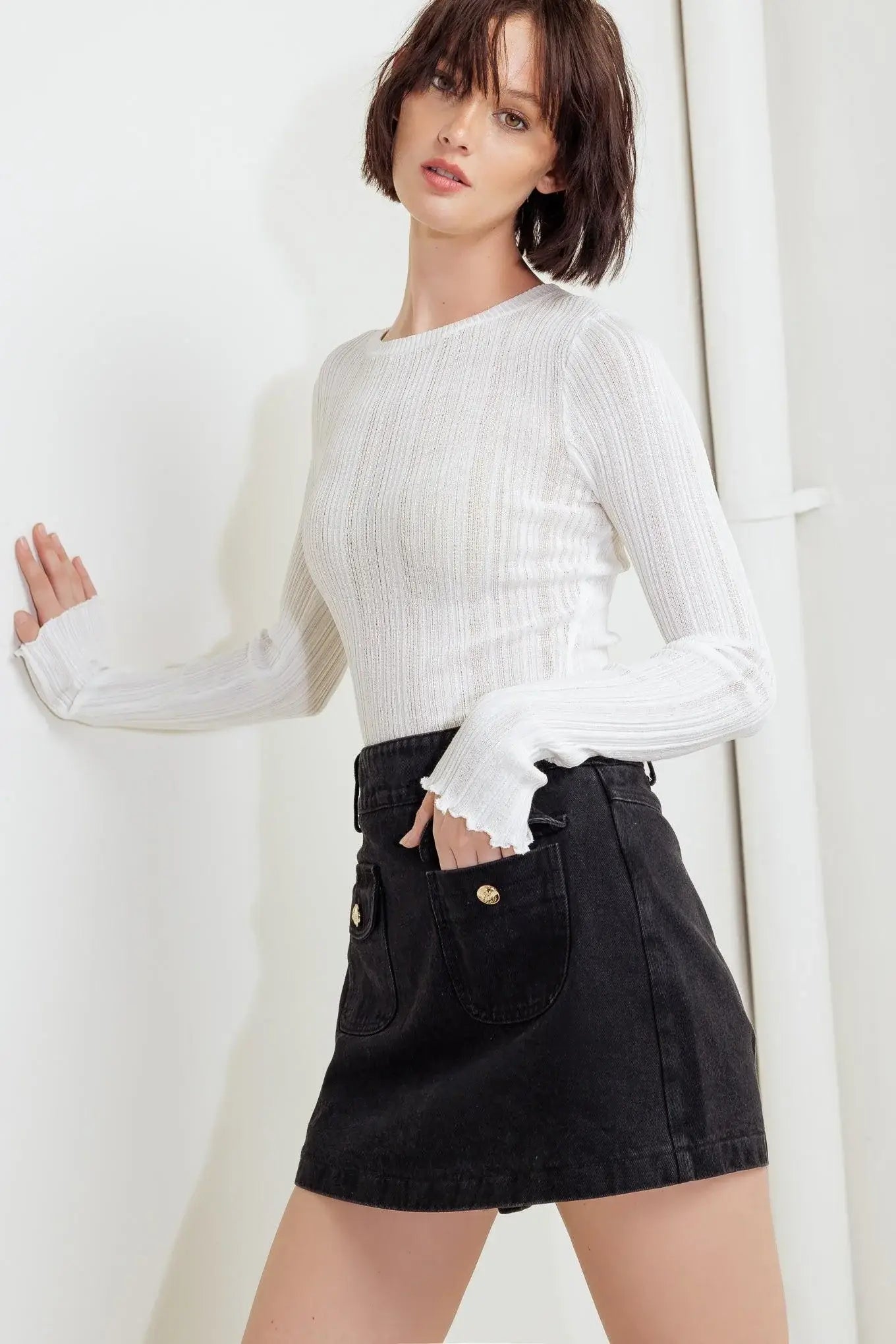 TAILORED FLOW BLACK WOVEN SKORT - Flying Tomato - Flyclothing LLC