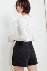 TAILORED FLOW BLACK WOVEN SKORT - Flying Tomato - Flyclothing LLC