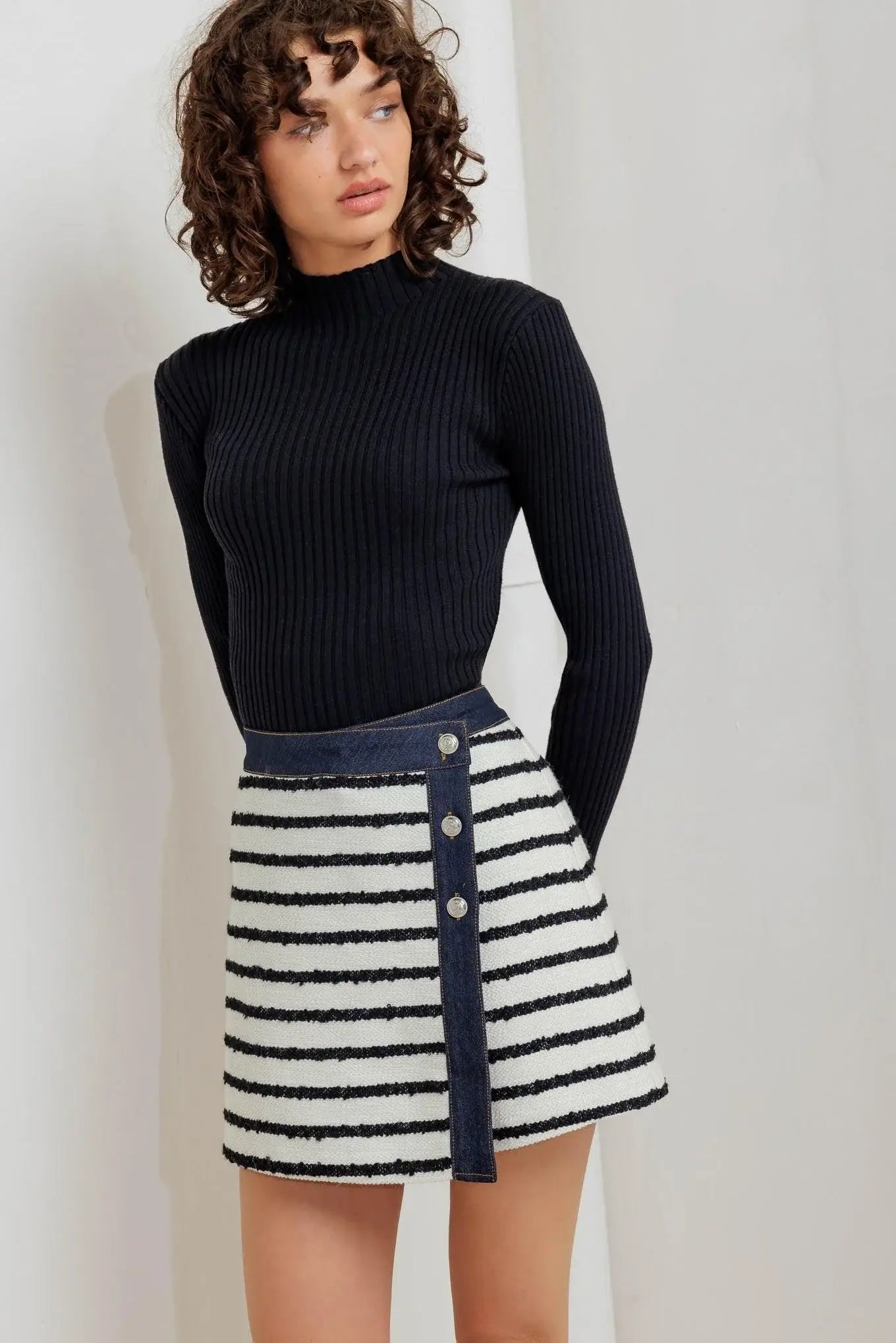 BONJOUR STRIPE WOVEN SKORT - Flying Tomato - Flyclothing LLC