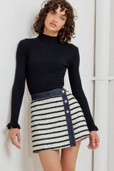 BONJOUR STRIPE WOVEN SKORT - Flying Tomato - Flyclothing LLC