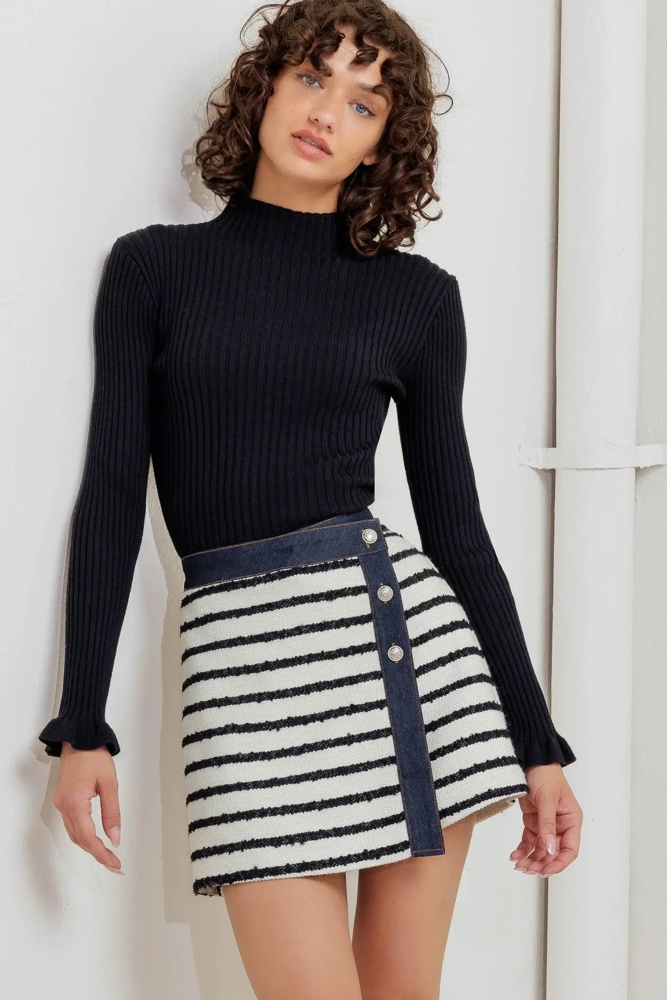 BONJOUR STRIPE WOVEN SKORT - Flying Tomato - Flyclothing LLC