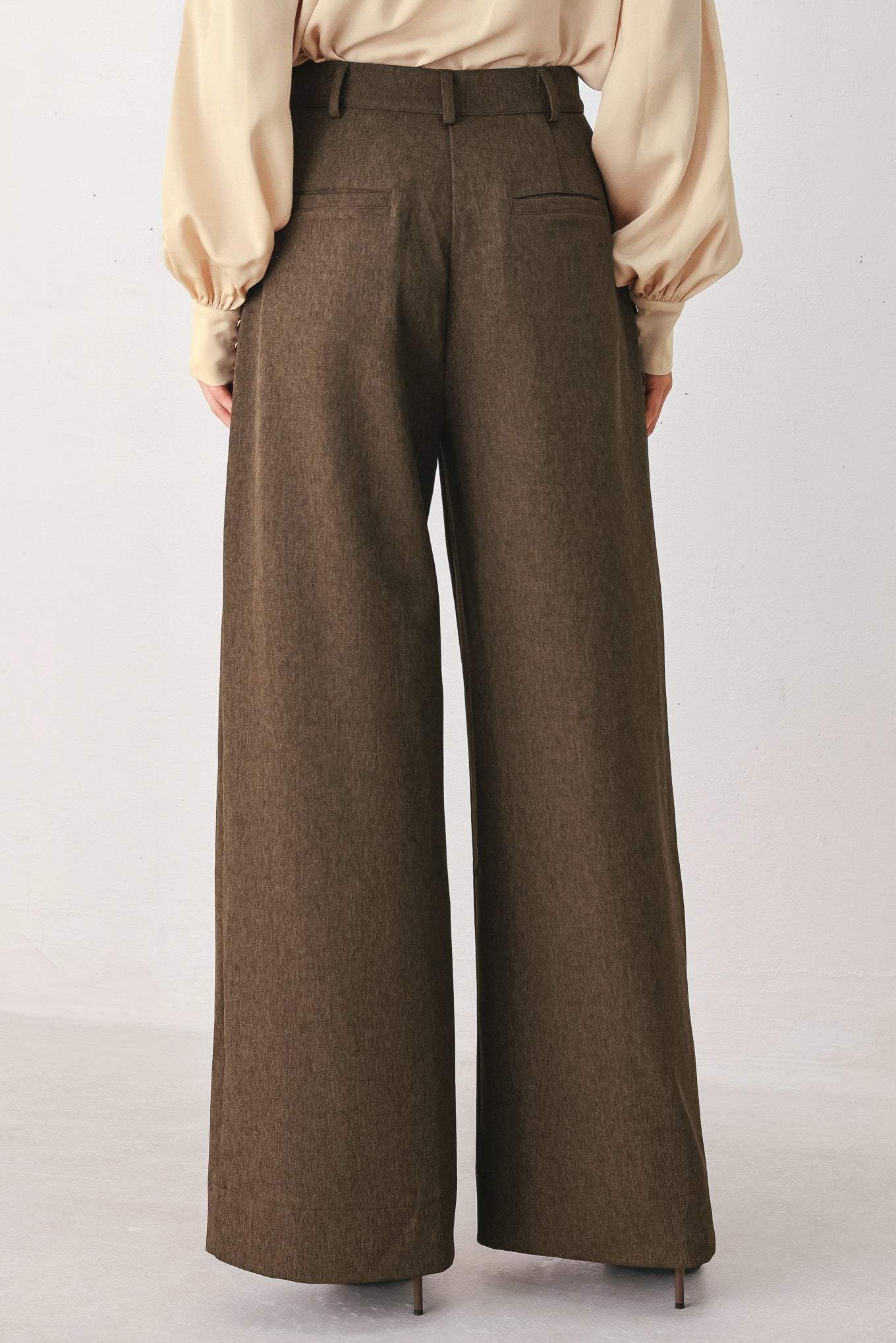 BISTRO BROWN WOVEN WIDE LEG PANT