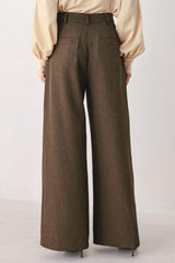 BISTRO BROWN WOVEN WIDE LEG PANT