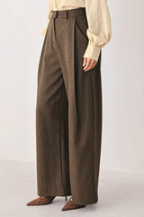 BISTRO BROWN WOVEN WIDE LEG PANT