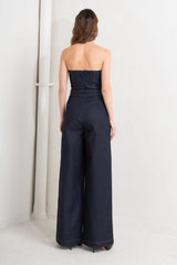 LE BONHEUR V CUT VOW DENIM JUMPSUIT - Flying Tomato - Flyclothing LLC