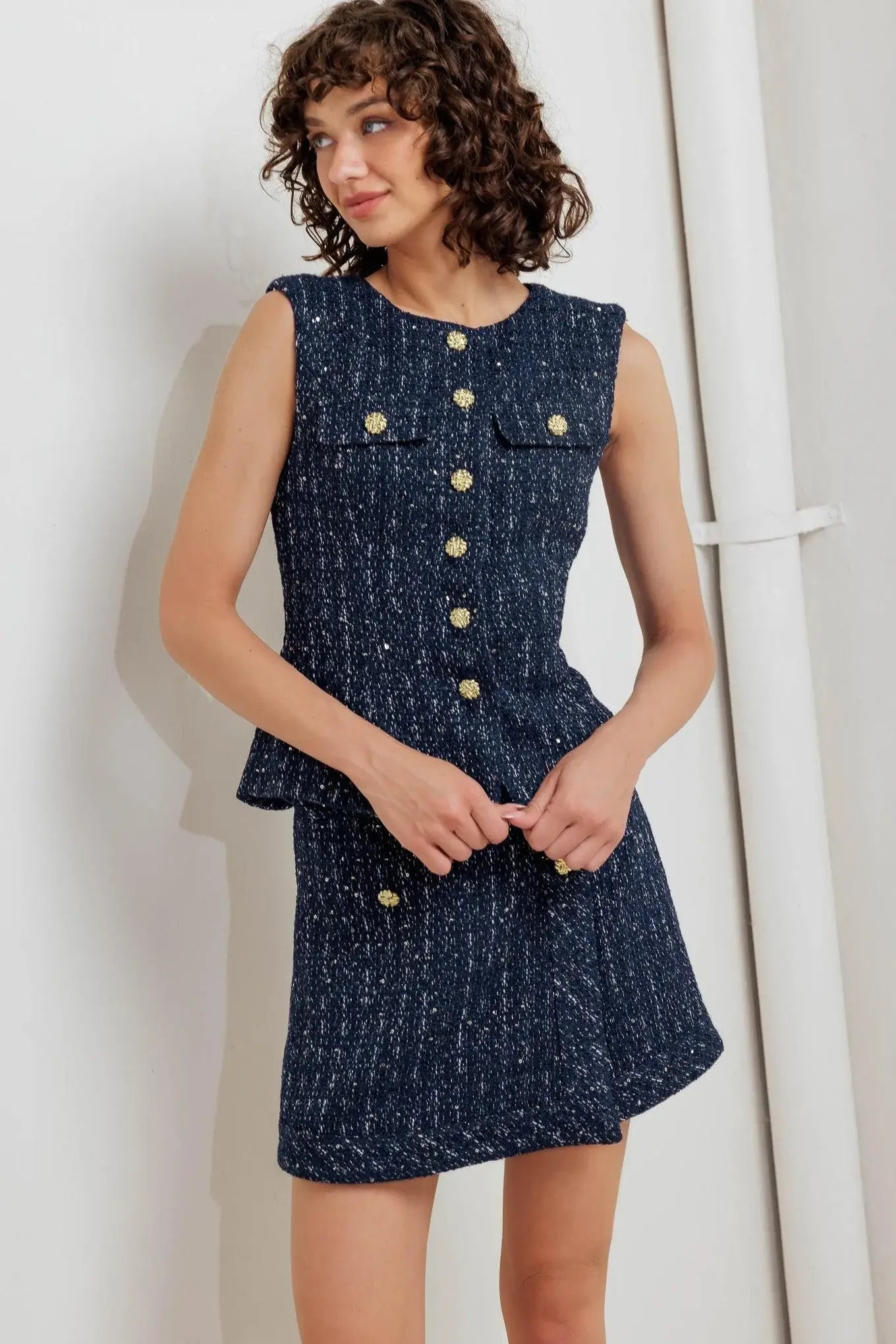 PARISIAN NAVY TWEED SKORT - Flying Tomato - Flyclothing LLC