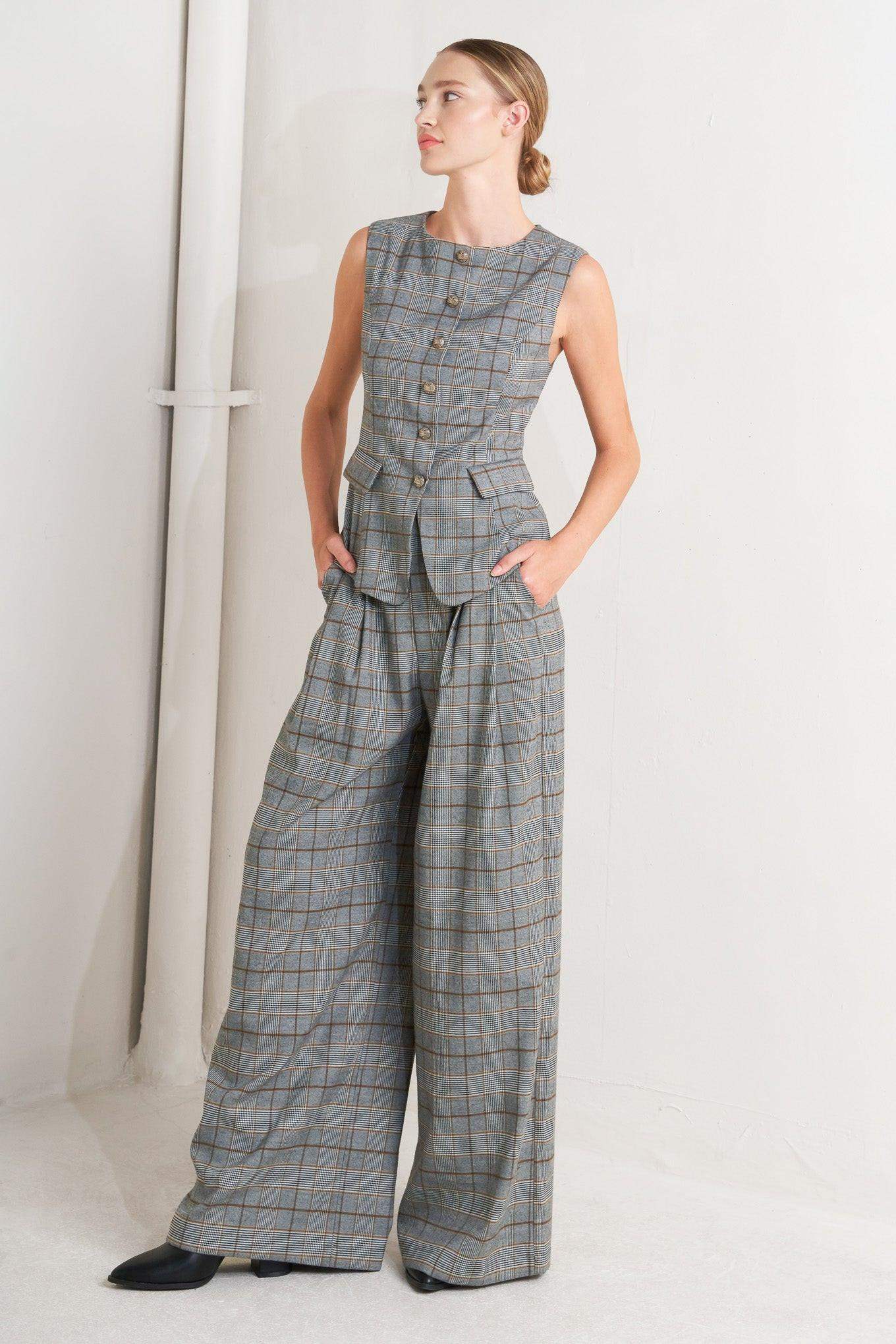 NEW AGE WOVEN PLAID PANTS - Flying Tomato - Flyclothing LLC