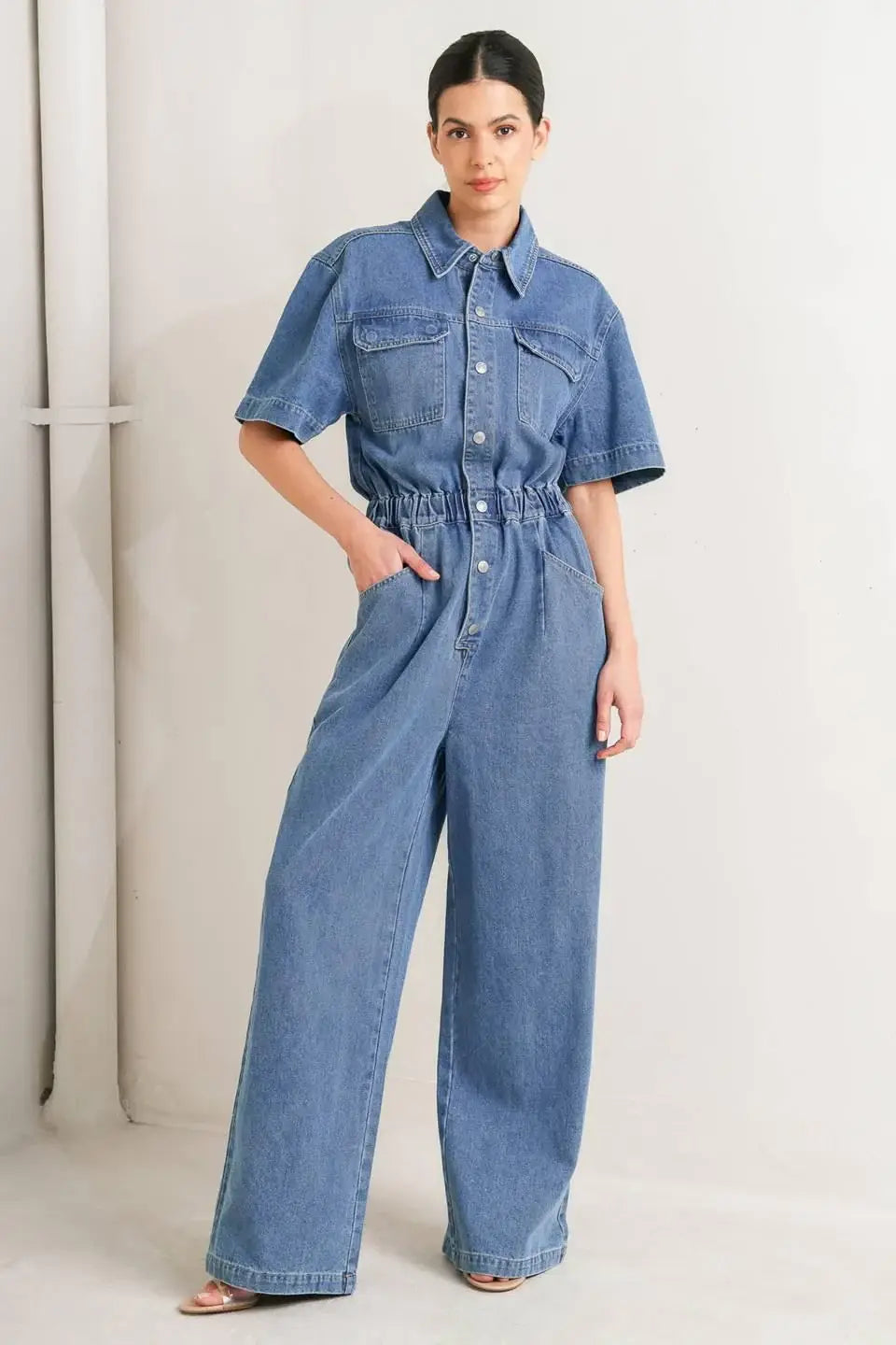 RELAX UTILITY DENIM JUMPSUIT - Flying Tomato - Flyclothing LLC