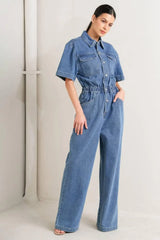 RELAX UTILITY DENIM JUMPSUIT - Flying Tomato - Flyclothing LLC