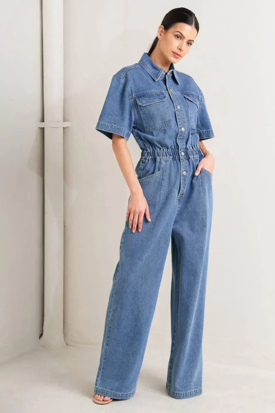 RELAX UTILITY DENIM JUMPSUIT - Flying Tomato - Flyclothing LLC