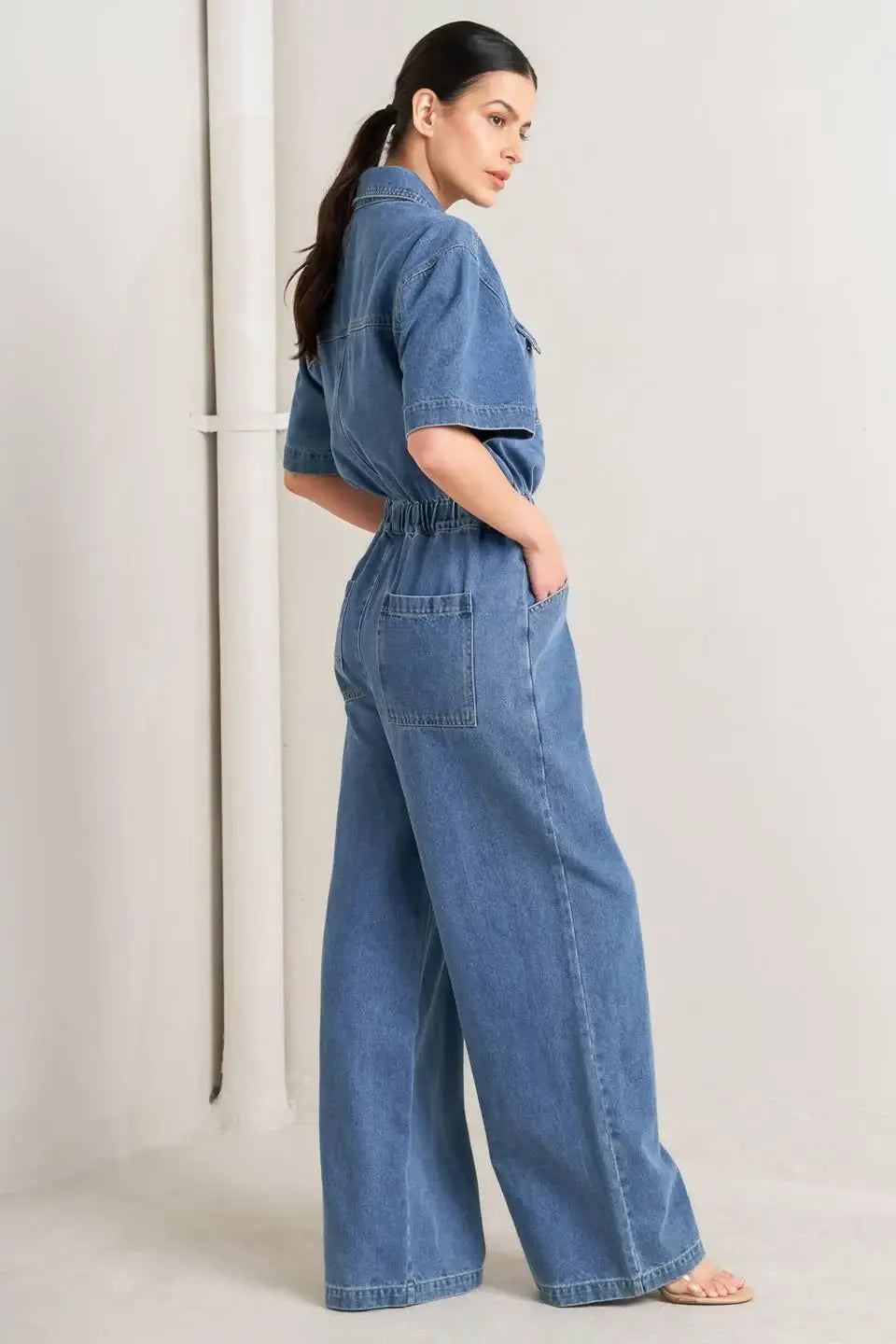RELAX UTILITY DENIM JUMPSUIT - Flying Tomato - Flyclothing LLC