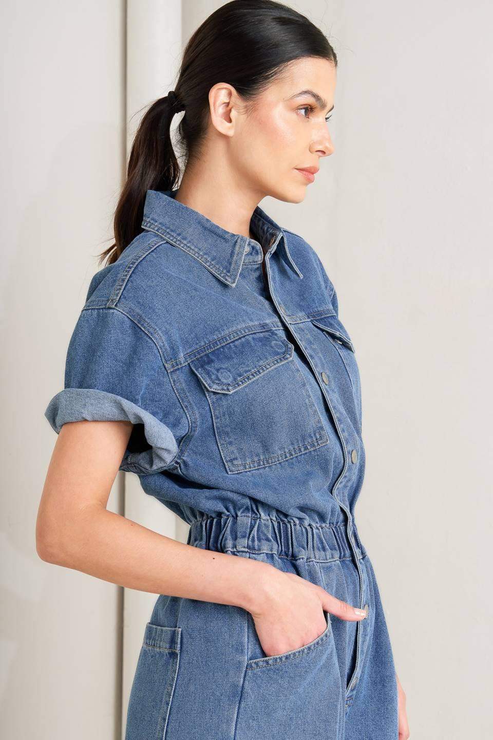 RELAX UTILITY DENIM JUMPSUIT - Flying Tomato - Flyclothing LLC