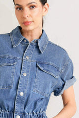 RELAX UTILITY DENIM JUMPSUIT - Flying Tomato - Flyclothing LLC
