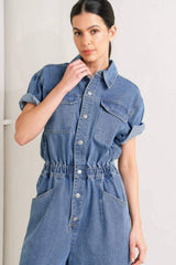 RELAX UTILITY DENIM JUMPSUIT - Flying Tomato - Flyclothing LLC