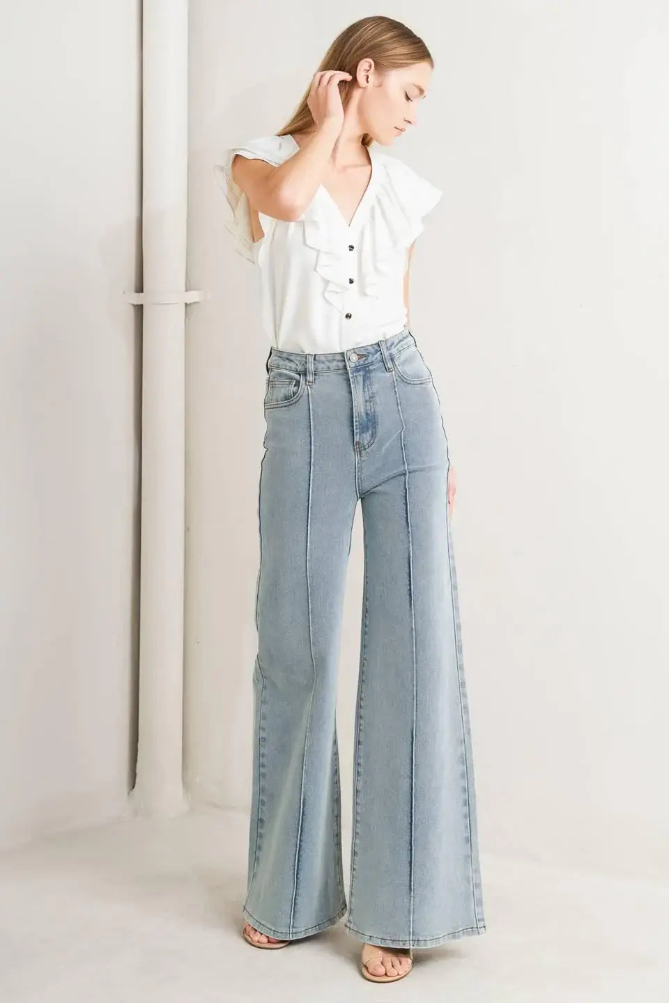 MODERN NEUTRAL DENIM PANTS - Flying Tomato - Flyclothing LLC