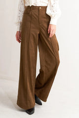BROWN SUGAR FAUX SUEDE PANTS - Flying Tomato - Flyclothing LLC