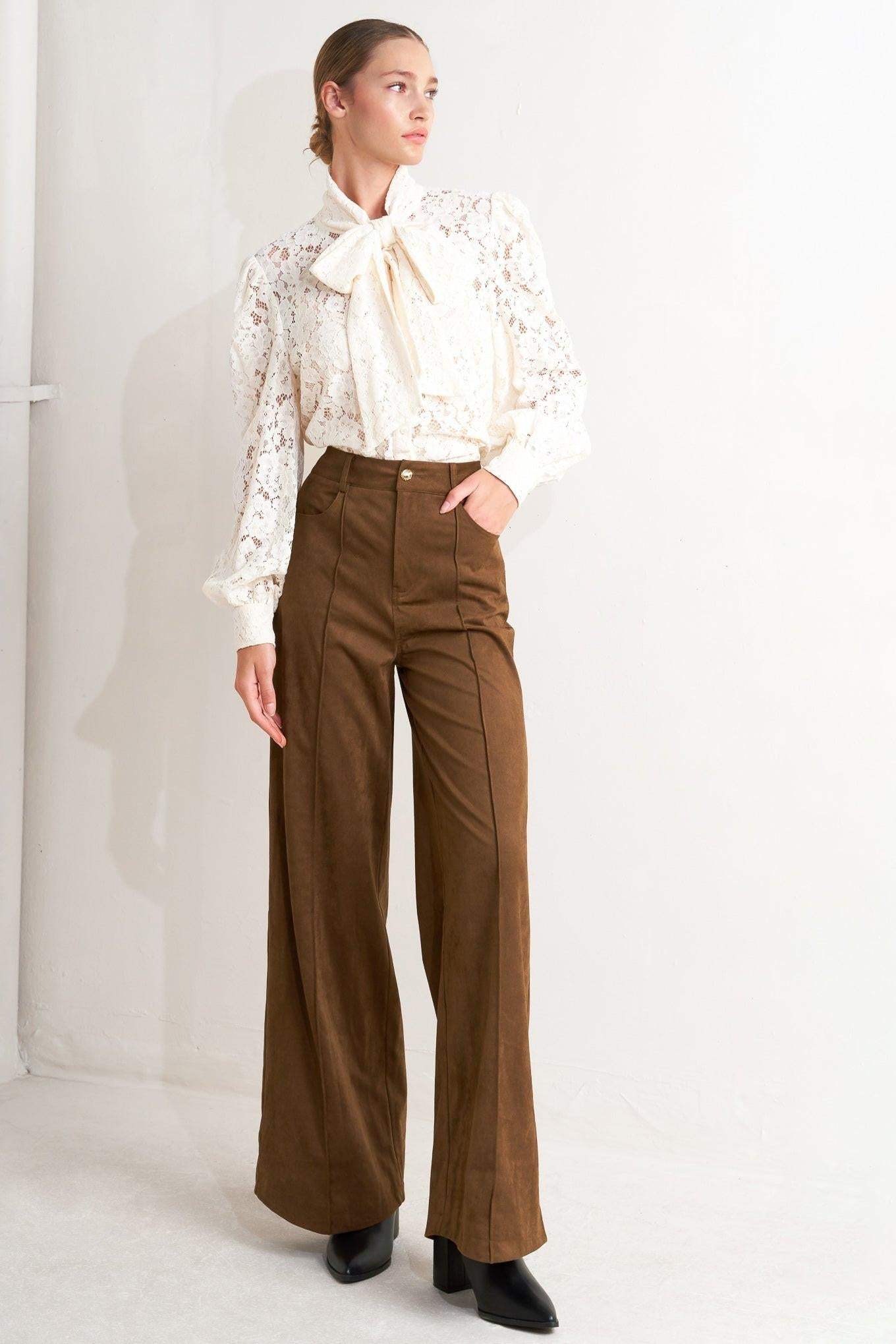MIDNIGHT MESA STYLE FAUX SUEDE PANTS - Flying Tomato - Flyclothing LLC