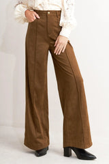 BROWN SUGAR FAUX SUEDE PANTS - Flying Tomato - Flyclothing LLC