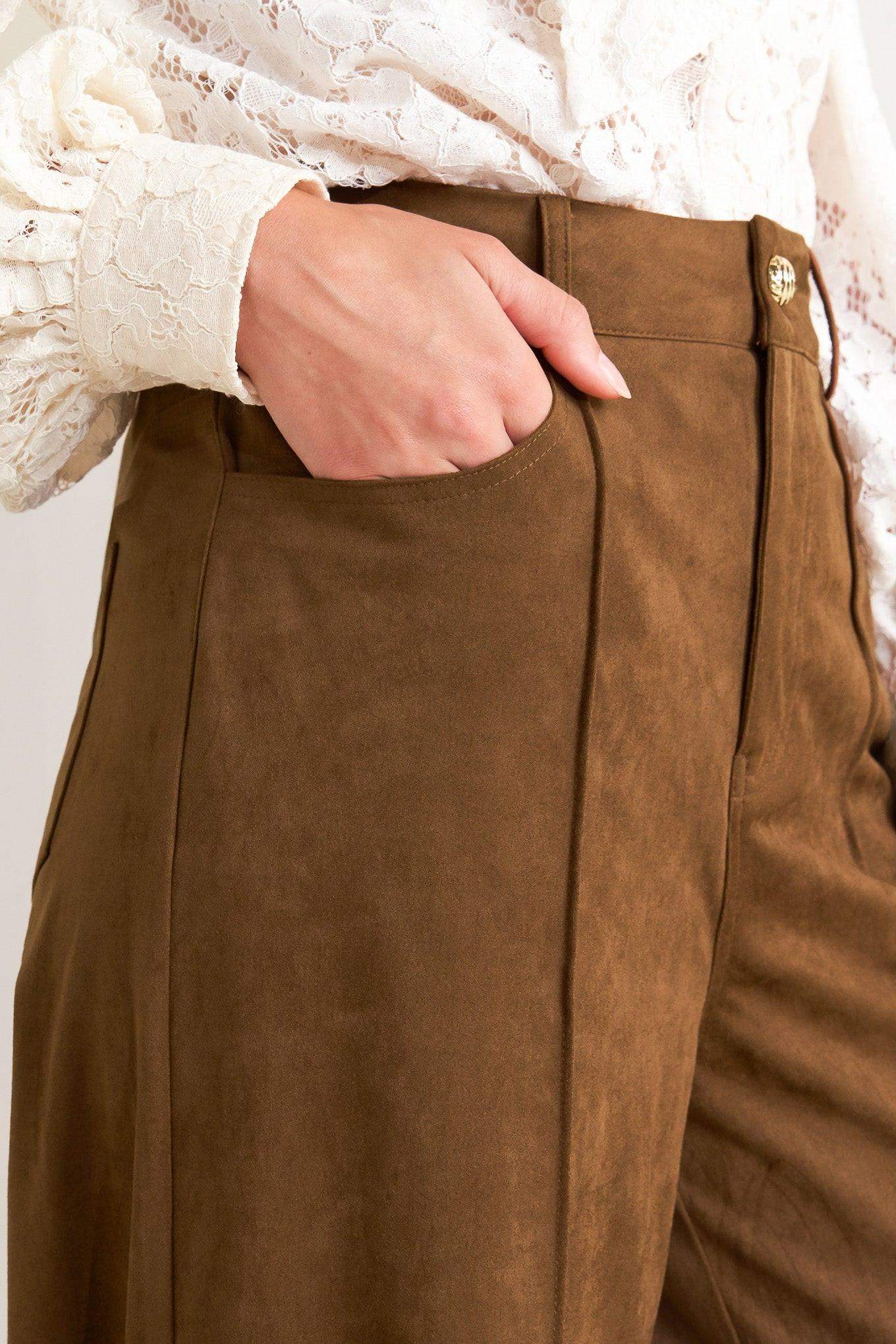 MIDNIGHT MESA STYLE FAUX SUEDE PANTS - Flying Tomato - Flyclothing LLC