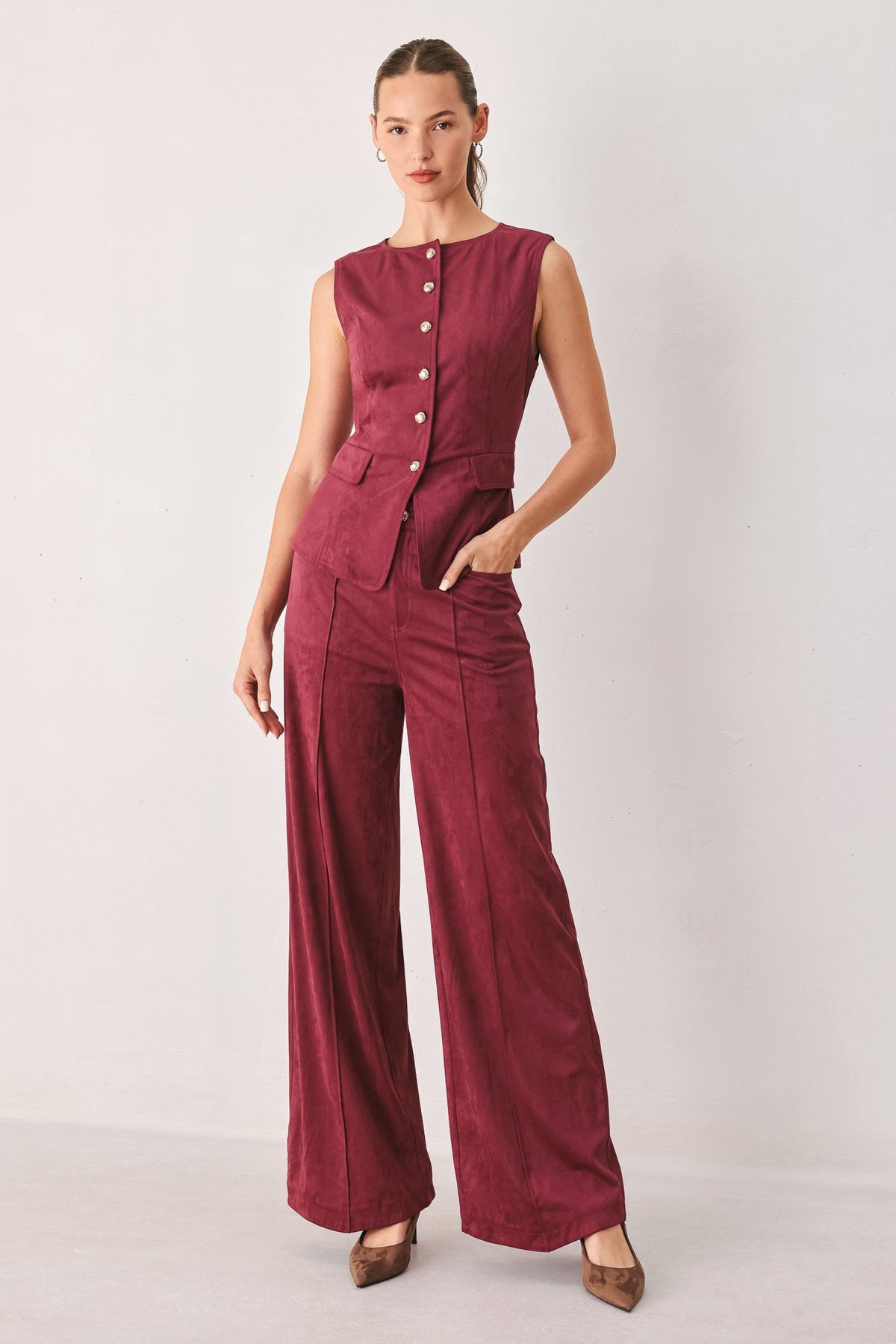 MIDNIGHT MESA STYLE FAUX SUEDE PANTS - Flying Tomato - Flyclothing LLC