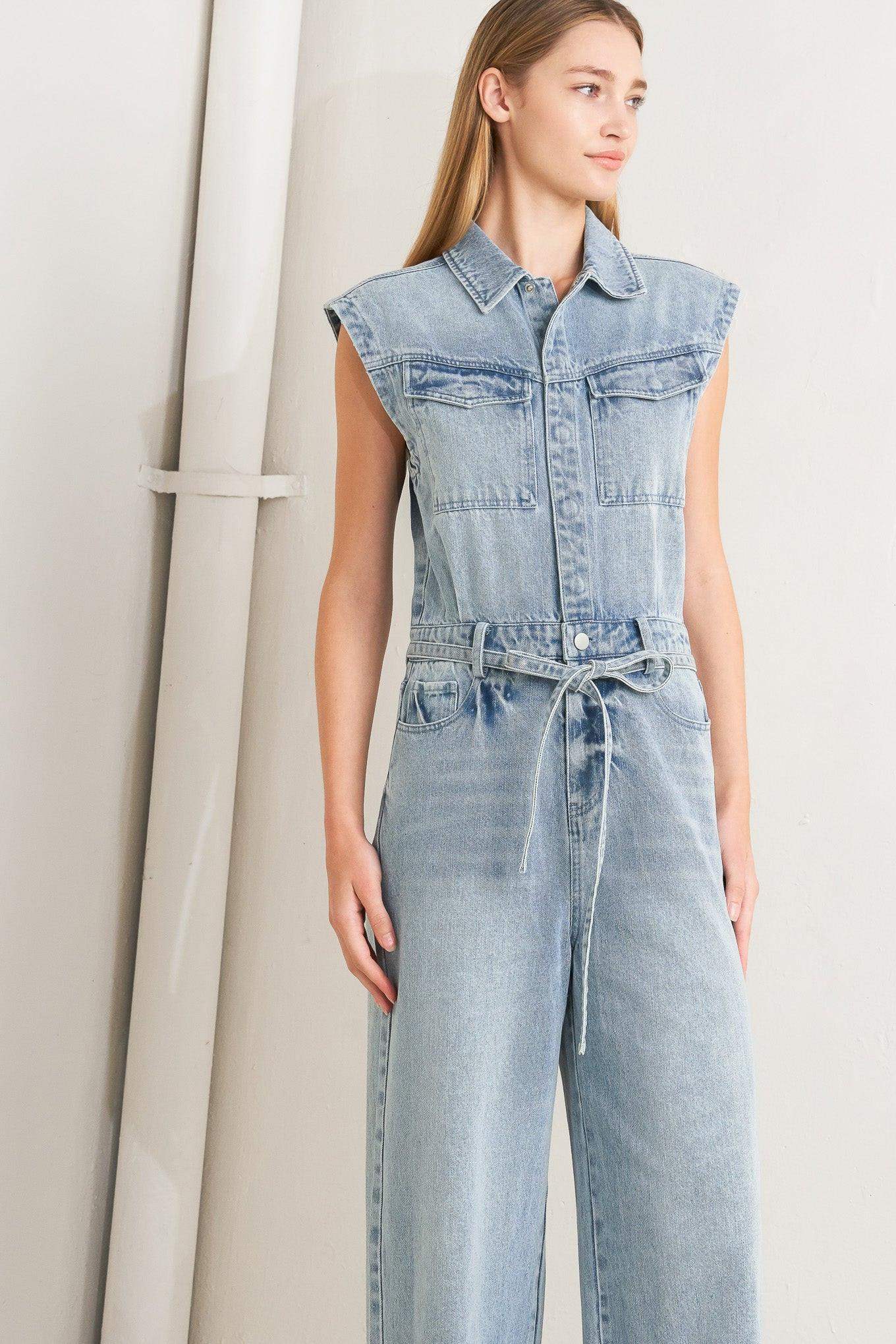 ON MY WAY DENIM JUMPSUIT - Flying Tomato - Flyclothing LLC