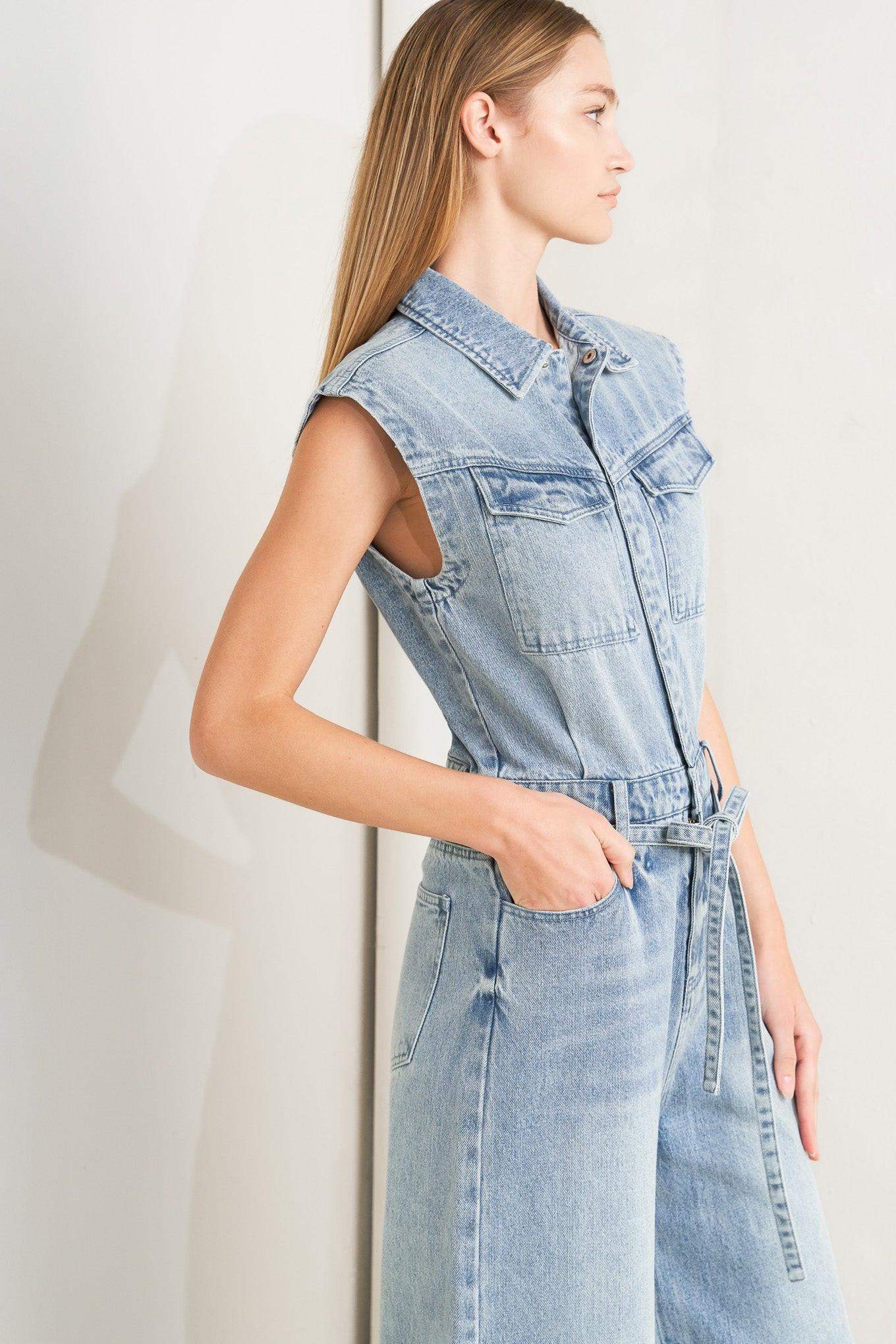 ON MY WAY DENIM JUMPSUIT - Flying Tomato - Flyclothing LLC