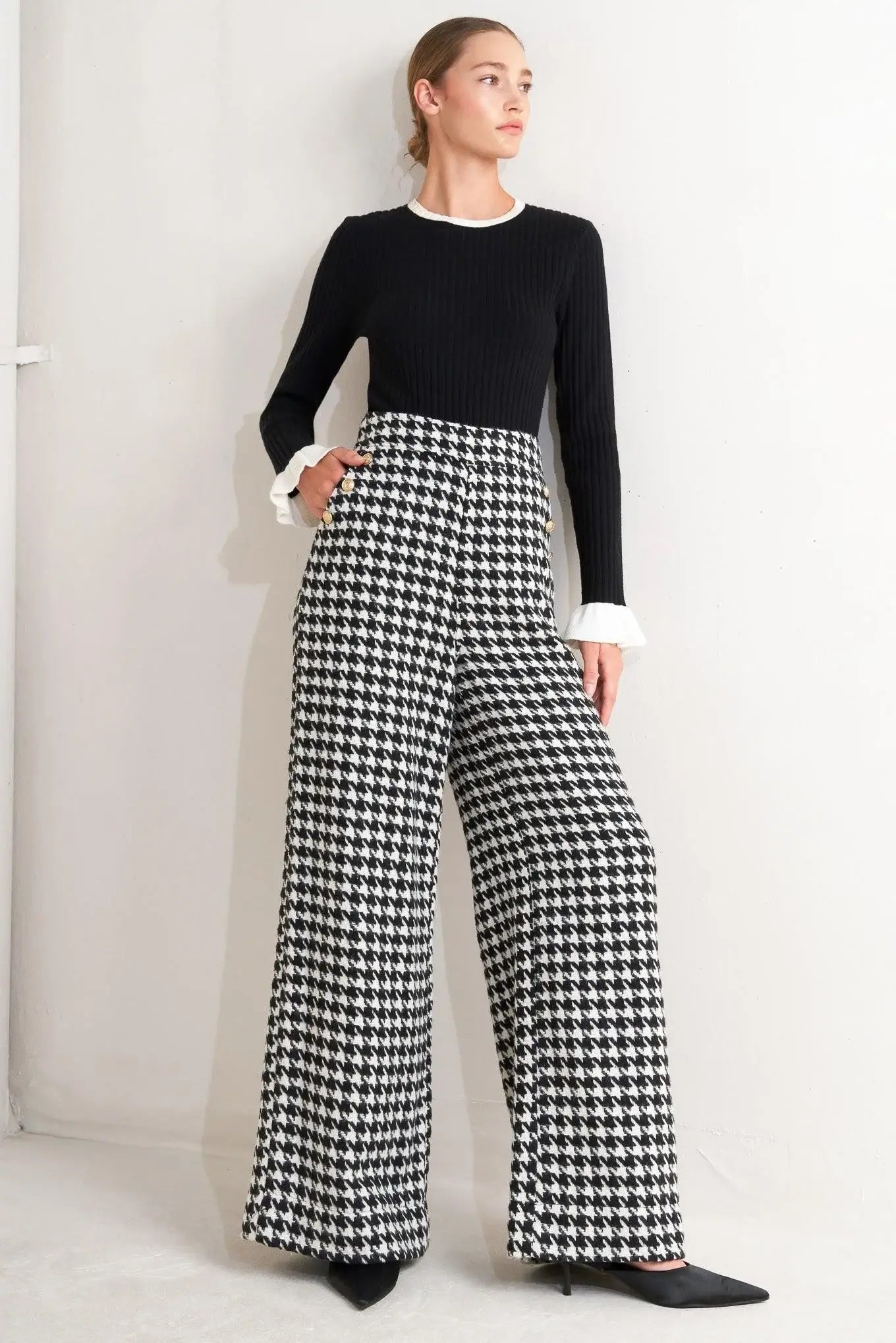 METRO ICON WOVEN HOUNDSTOOTH PANTS - Flying Tomato - Flyclothing LLC