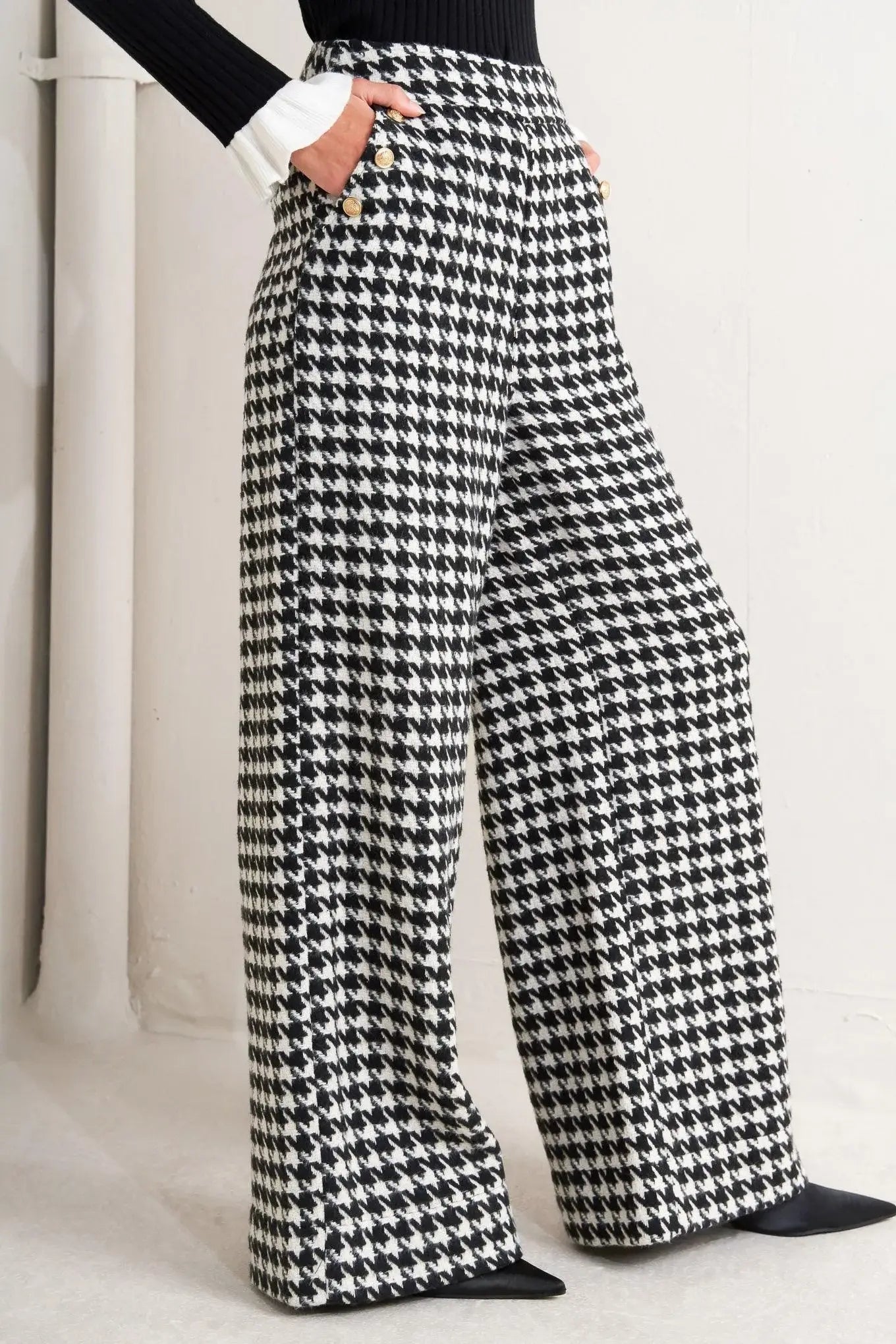 METRO ICON WOVEN HOUNDSTOOTH PANTS - Flying Tomato - Flyclothing LLC
