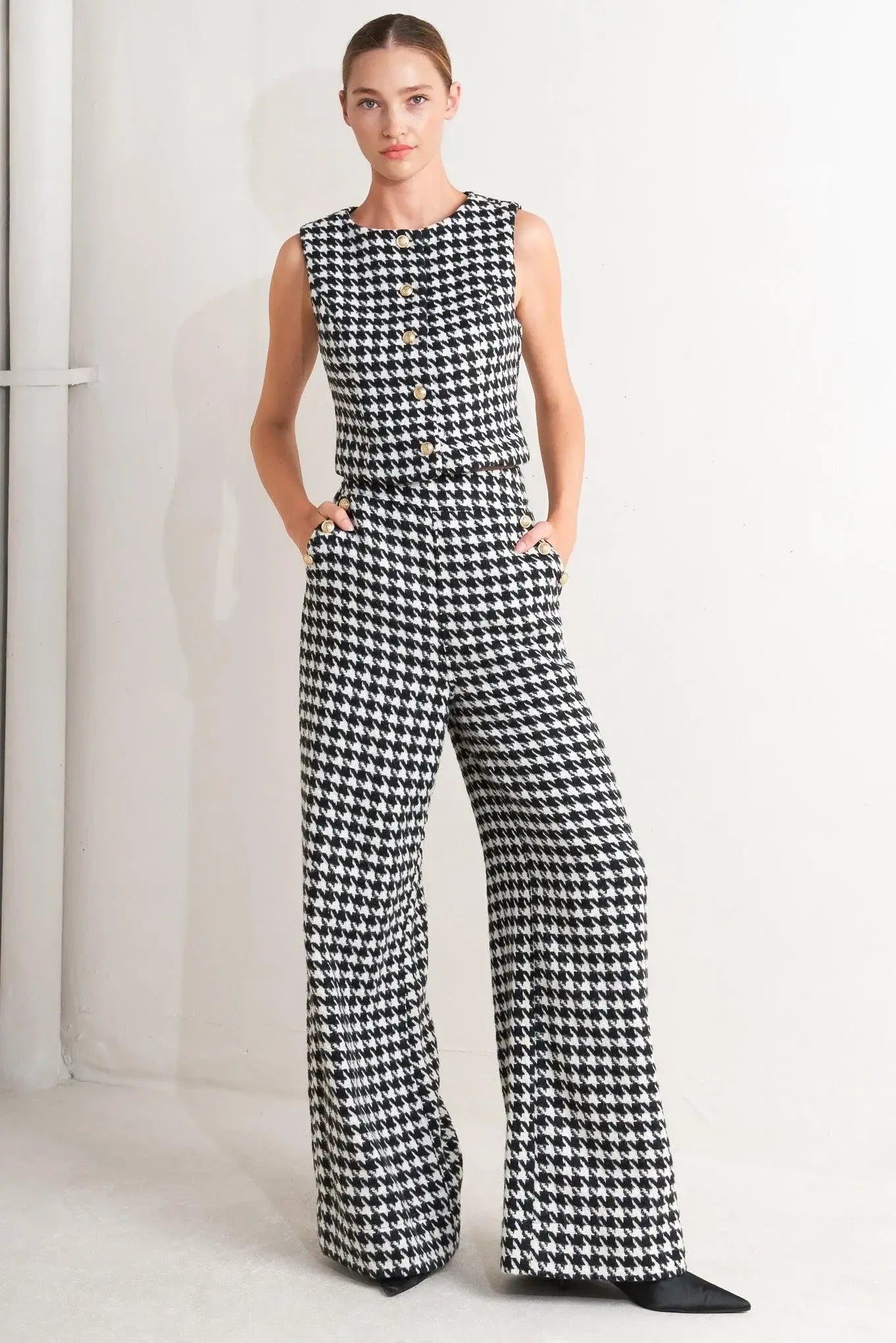 METRO ICON WOVEN HOUNDSTOOTH PANTS - Flying Tomato - Flyclothing LLC