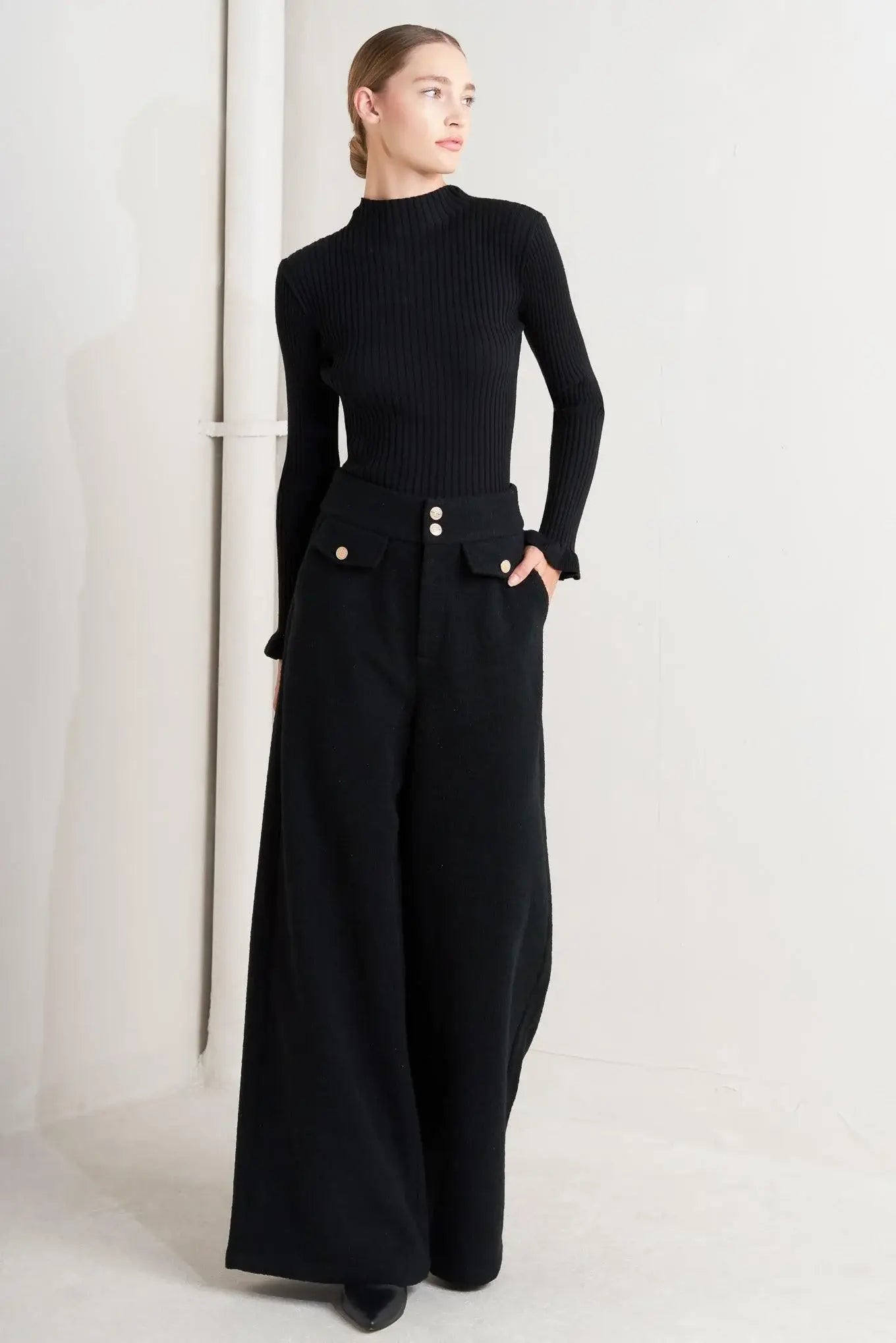 PRESTIGE VOLUME BLACK WOVEN PANTS - Flying Tomato - Flyclothing LLC