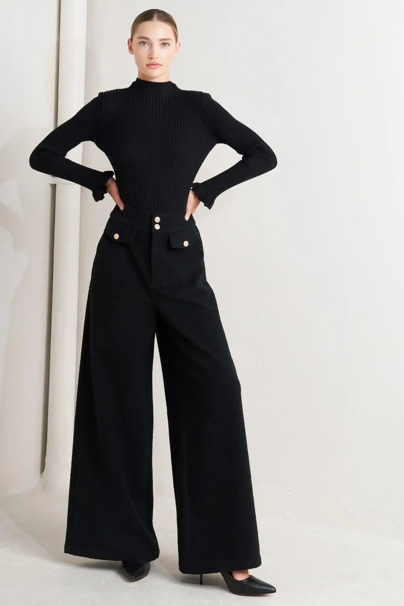 PRESTIGE VOLUME BLACK WOVEN PANTS - Flying Tomato - Flyclothing LLC