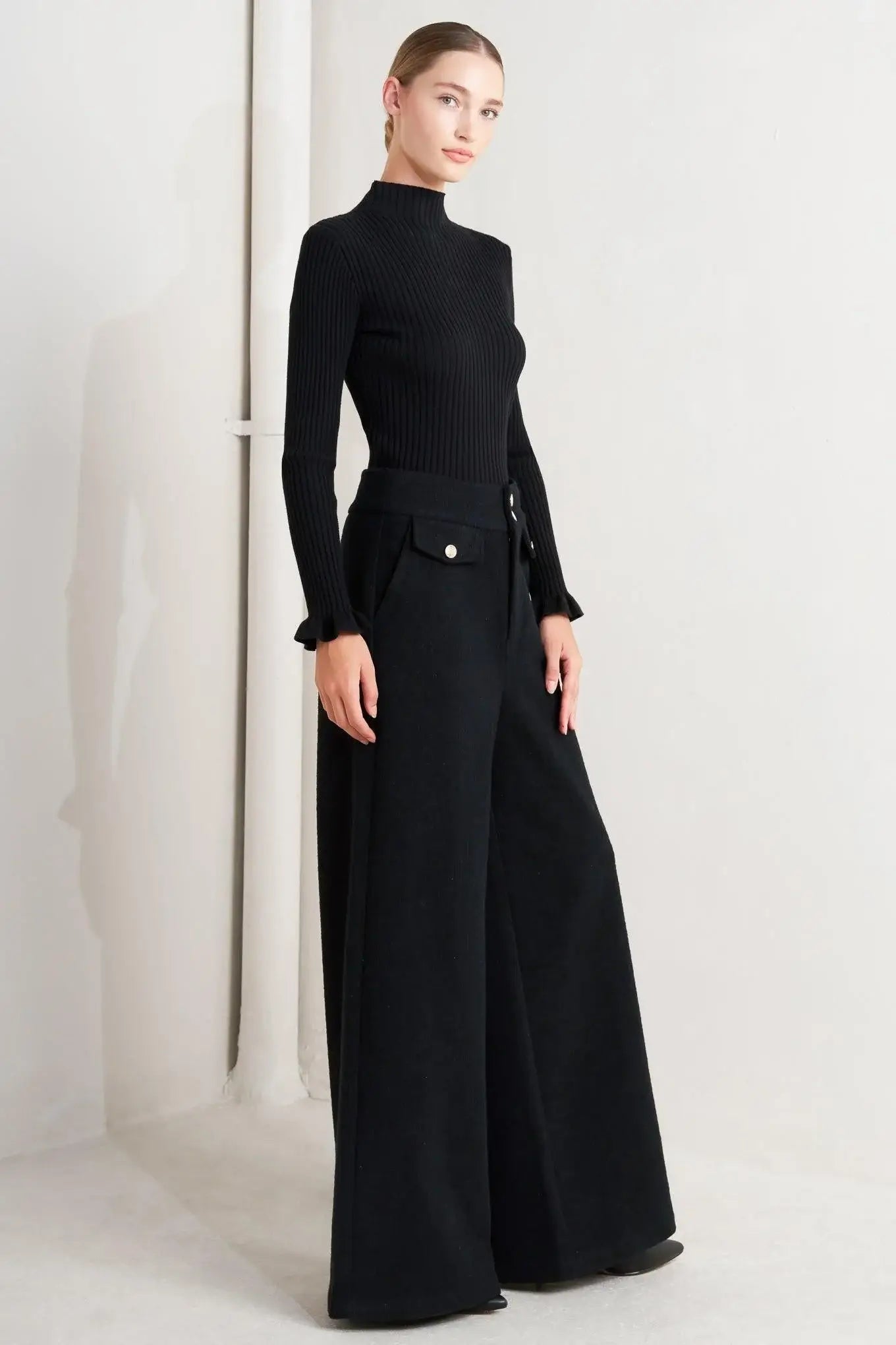 PRESTIGE VOLUME BLACK WOVEN PANTS - Flying Tomato - Flyclothing LLC