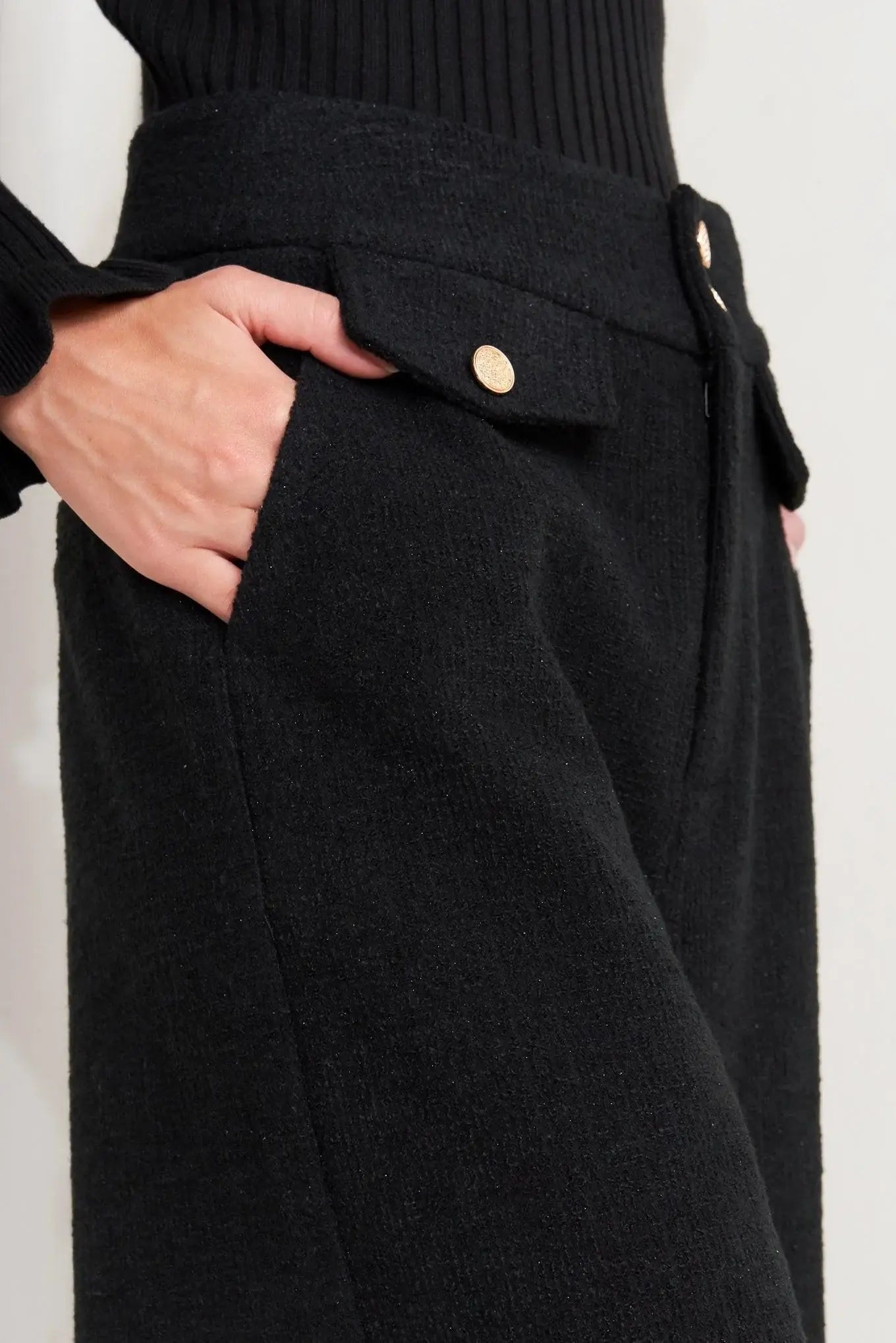 PRESTIGE VOLUME BLACK WOVEN PANTS - Flying Tomato - Flyclothing LLC