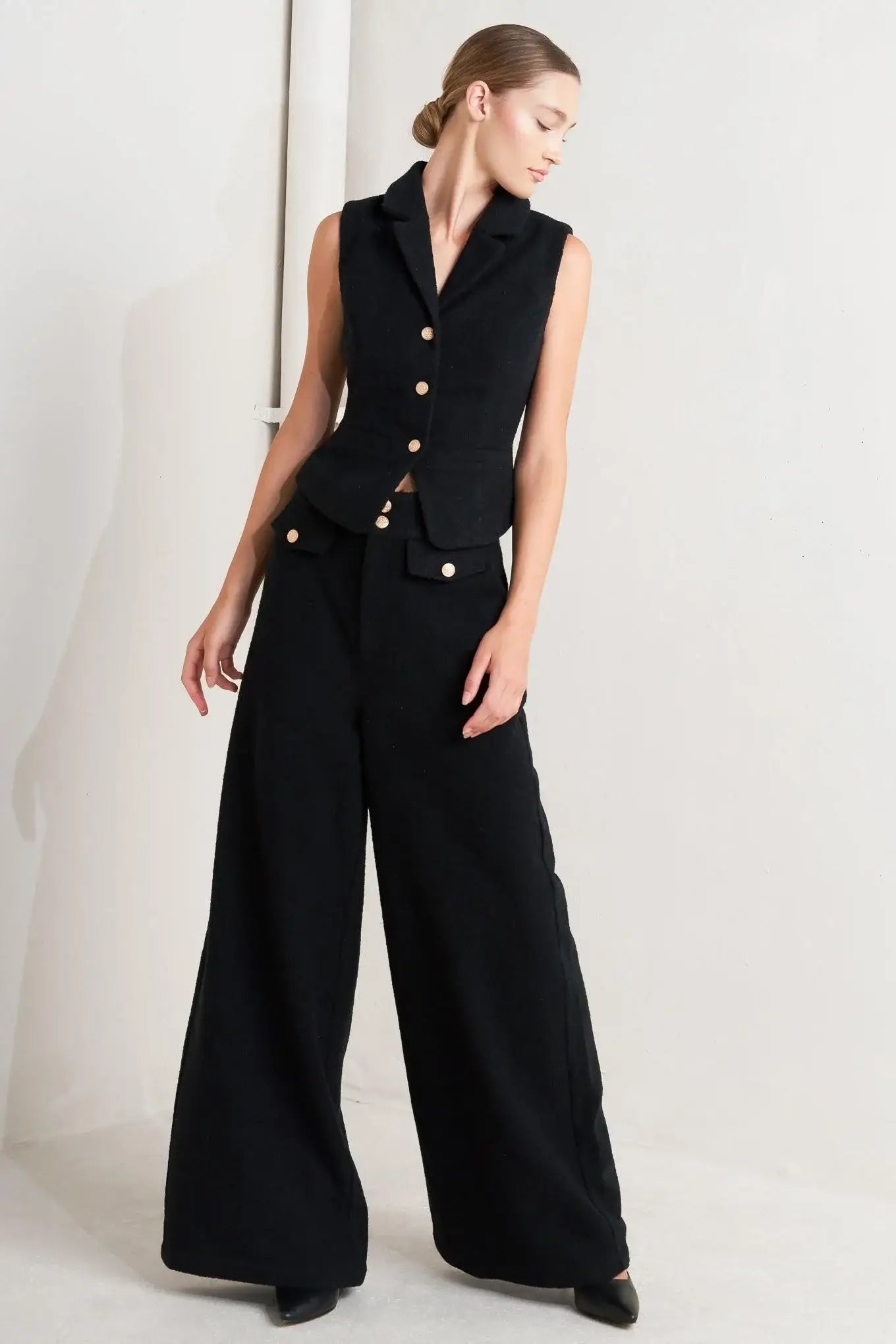 PRESTIGE VOLUME BLACK WOVEN PANTS - Flying Tomato - Flyclothing LLC