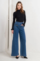 TIMELESS BLUE DENIM PANTS - Flying Tomato - Flyclothing LLC