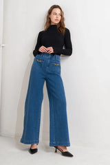 TIMELESS BLUE DENIM PANTS - Flying Tomato - Flyclothing LLC