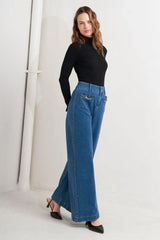 TIMELESS BLUE DENIM PANTS - Flying Tomato - Flyclothing LLC