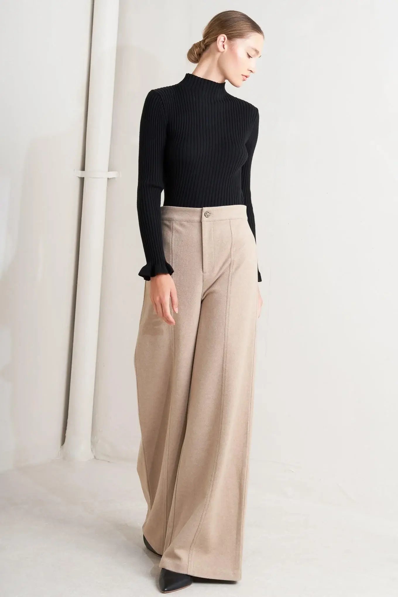 MODERN CORSET MOCHA KNIT PANTS - Flying Tomato - Flyclothing LLC
