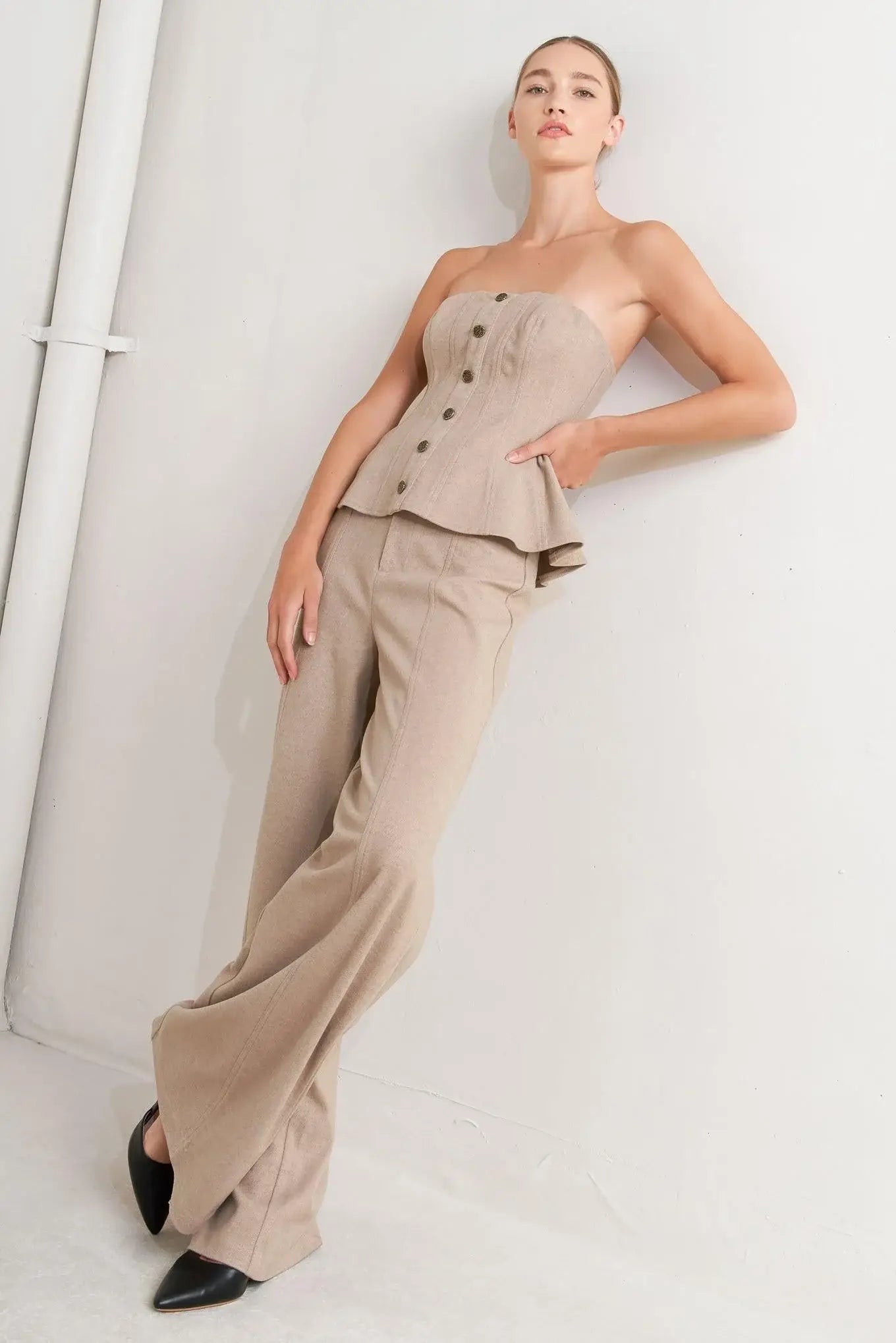 MODERN CORSET MOCHA KNIT PANTS - Flying Tomato - Flyclothing LLC