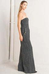 HAUTE STRAPLESS TWEED JUMPSUIT - Flying Tomato - Flyclothing LLC