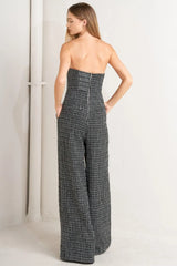 HAUTE STRAPLESS TWEED JUMPSUIT - Flying Tomato - Flyclothing LLC