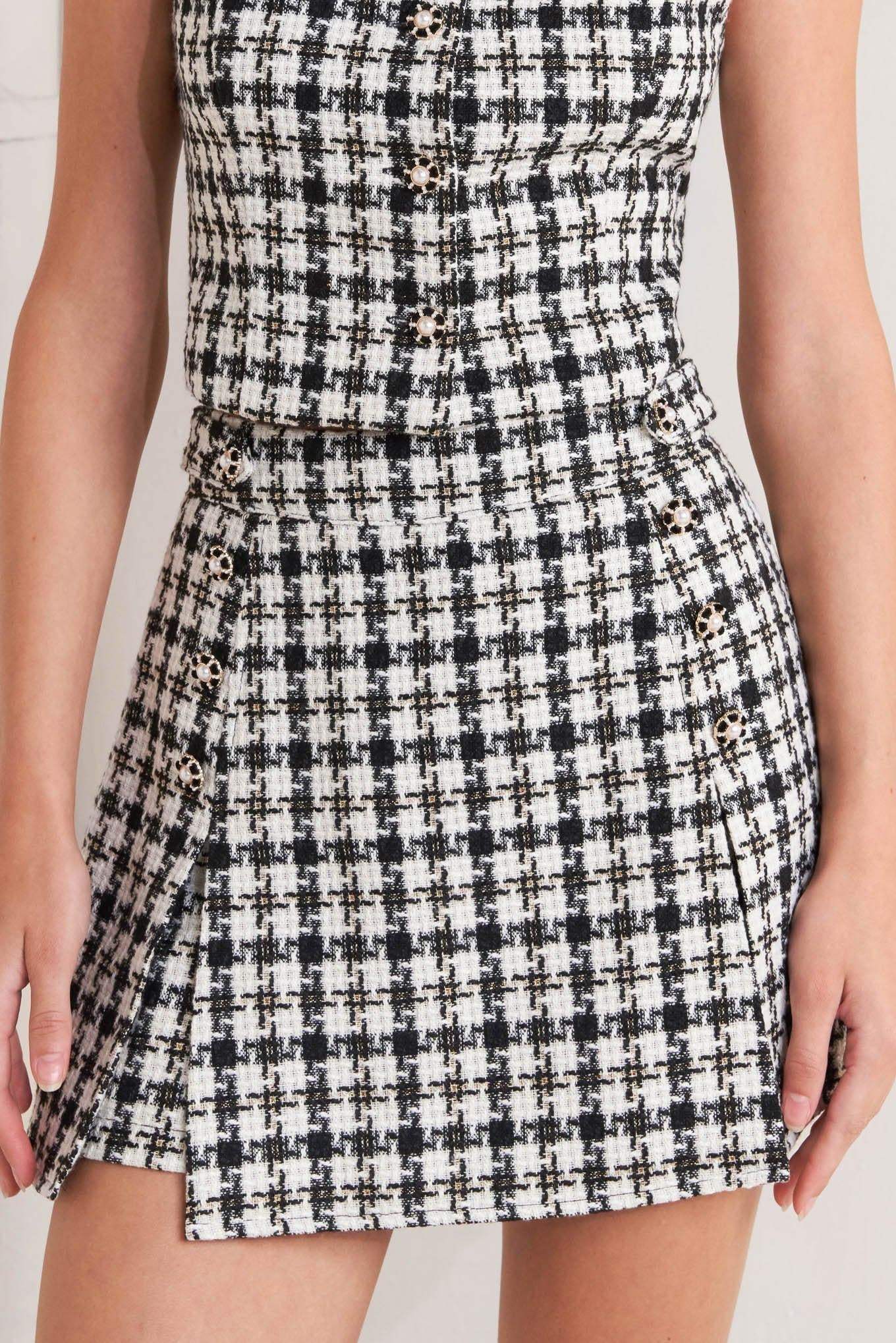MONA CHECK TWEED SKORT - Flying Tomato - Flyclothing LLC