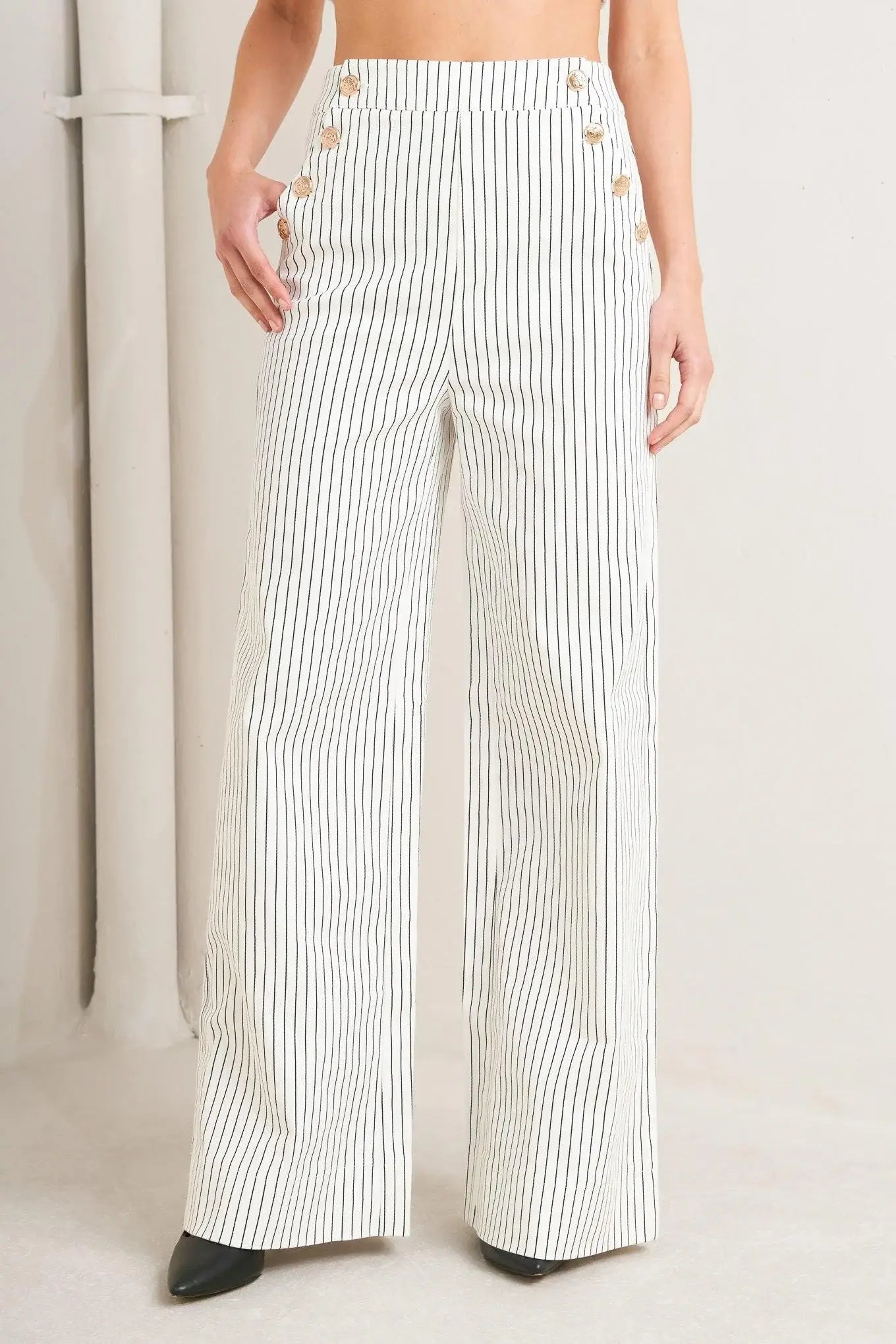 EFFORTLESS FORM STRIPE WOVEN PANTS - Flying Tomato - Flyclothing LLC