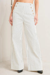 EFFORTLESS FORM STRIPE WOVEN PANTS - Flying Tomato - Flyclothing LLC