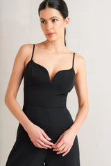 PRISTINE EDGE BLACK WOVEN JUMPSUIT - Flying Tomato - Flyclothing LLC