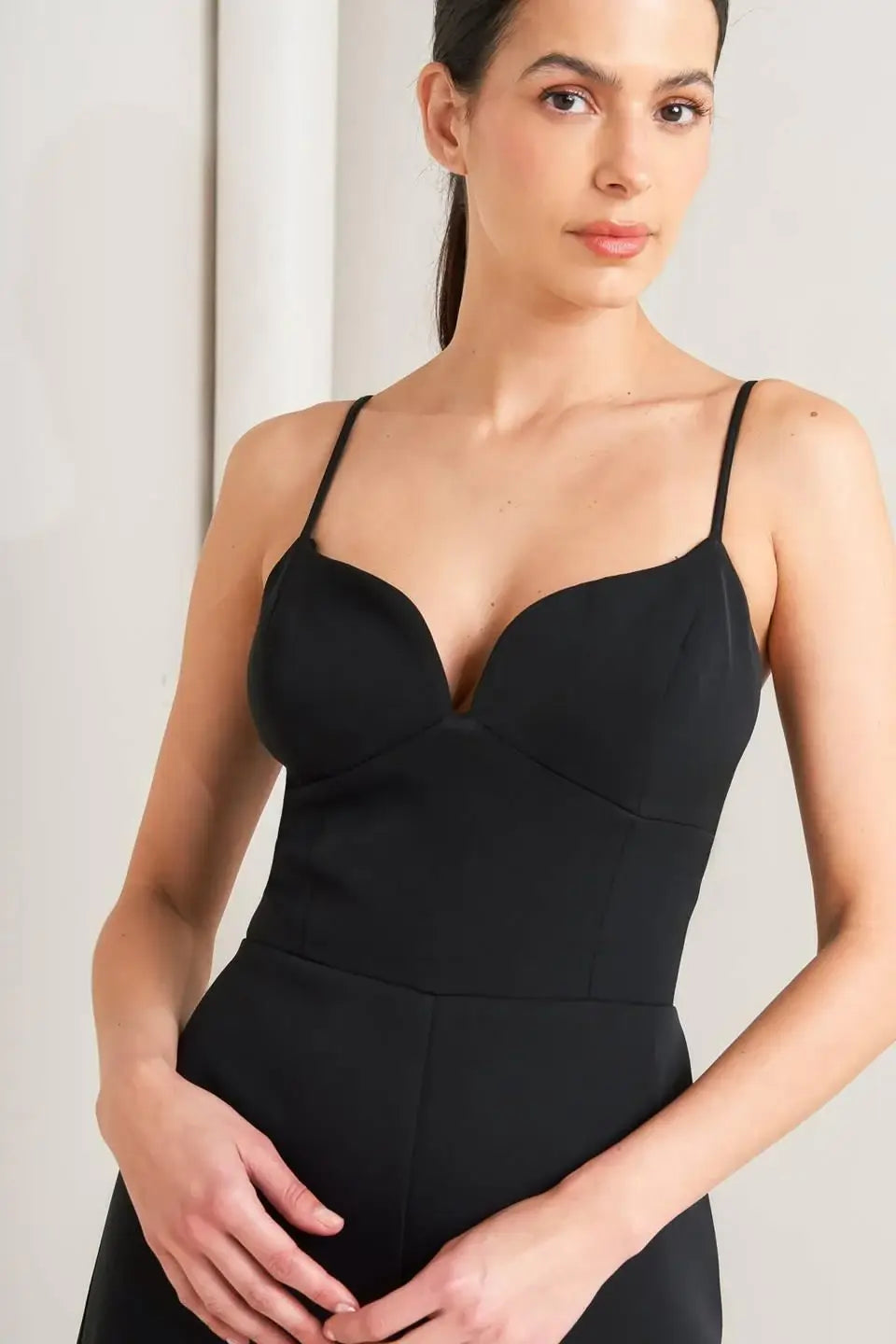 PRISTINE EDGE BLACK WOVEN JUMPSUIT - Flying Tomato - Flyclothing LLC