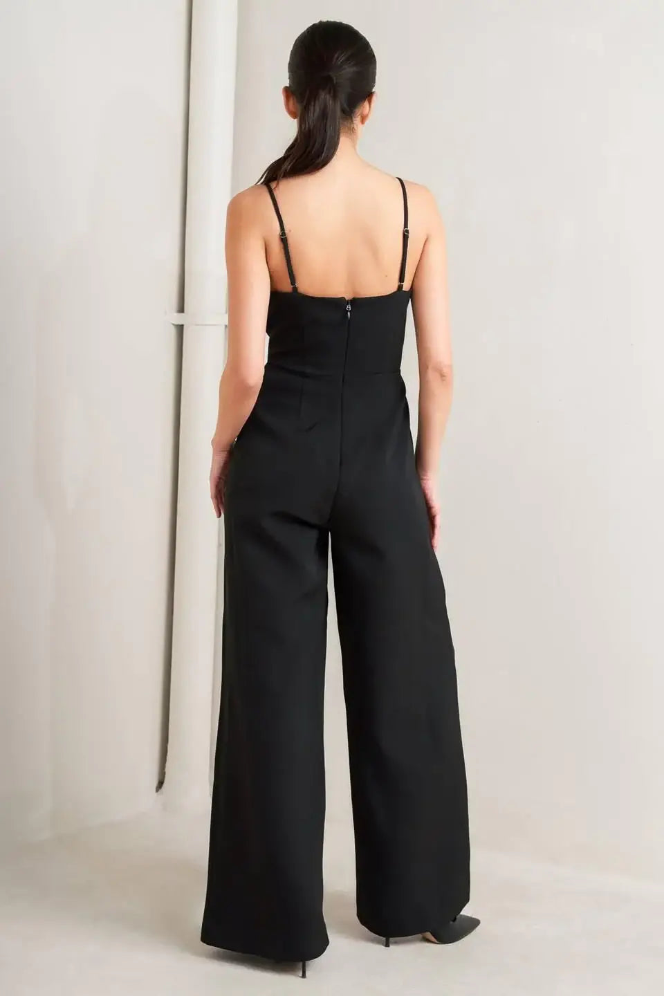 PRISTINE EDGE BLACK WOVEN JUMPSUIT - Flying Tomato - Flyclothing LLC